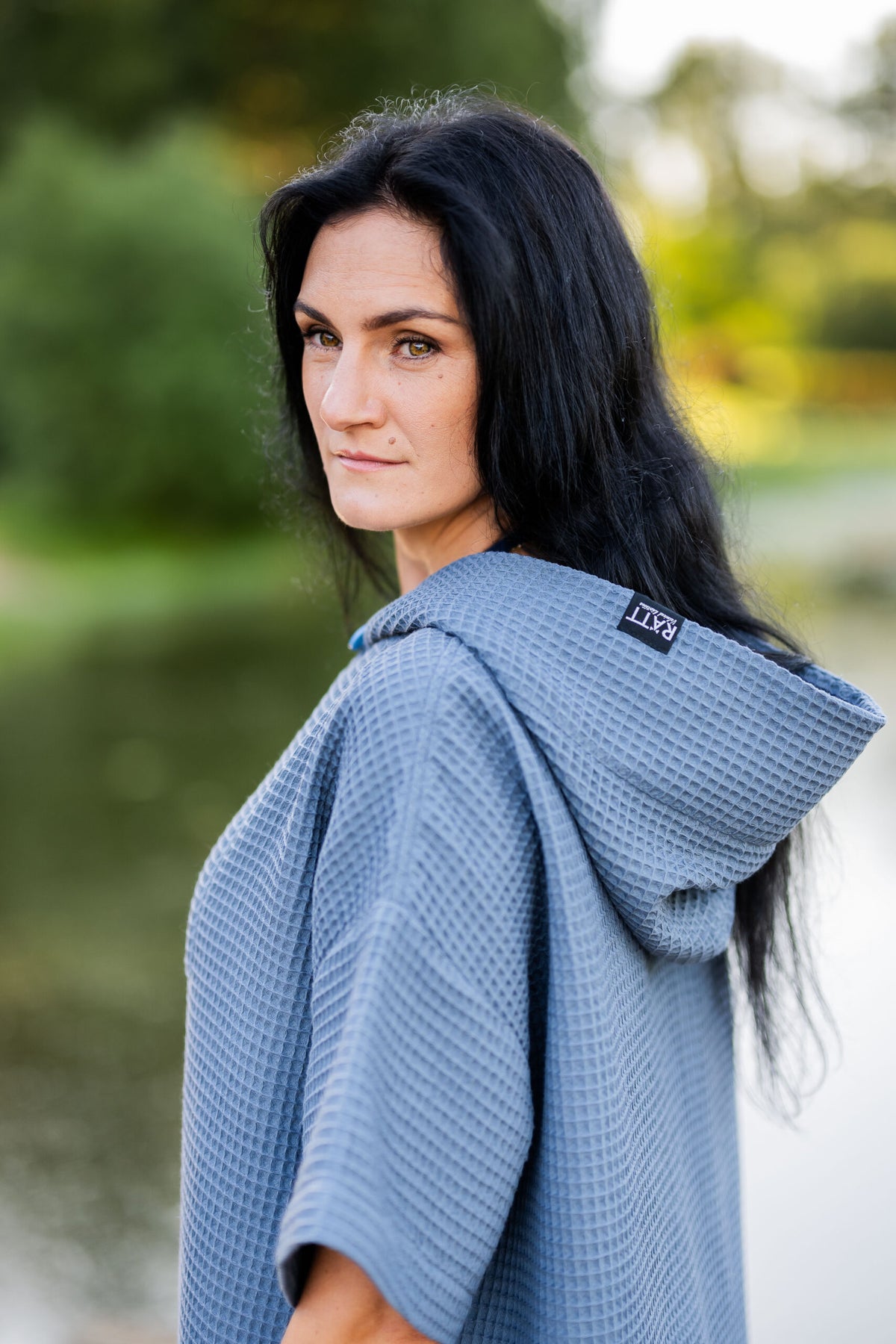 Unisex Aikuisten pyyheponcho vohvelikankaasta