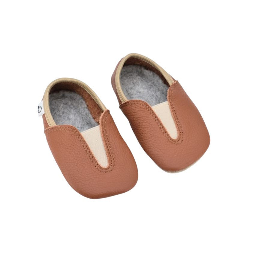 Lasten paljasjalkatossut - Kierrätetty nahka, Terracotta