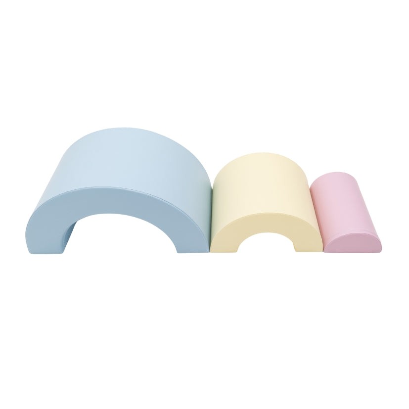 Montessori Soft Play kaarevat lasten leikkimoduulit- Vaalea Pastelli