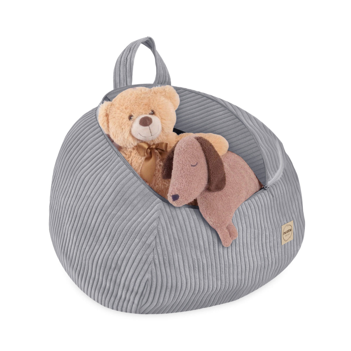 PLUSH NEST säilytyspussi leluille / rahi, harmaa sametti, mini