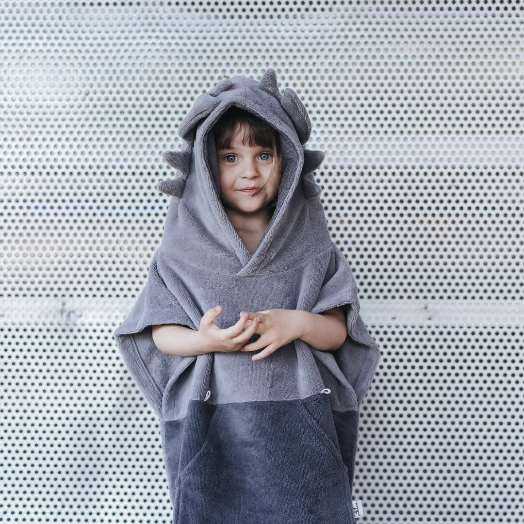 Surfdragon Lasten pyyheponcho - Harmaa