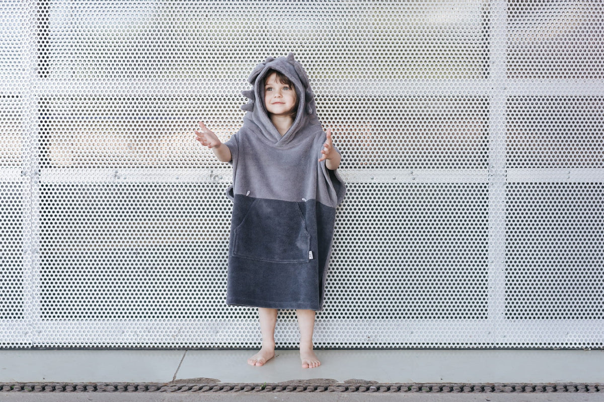 Surfdragon Lasten pyyheponcho - Harmaa