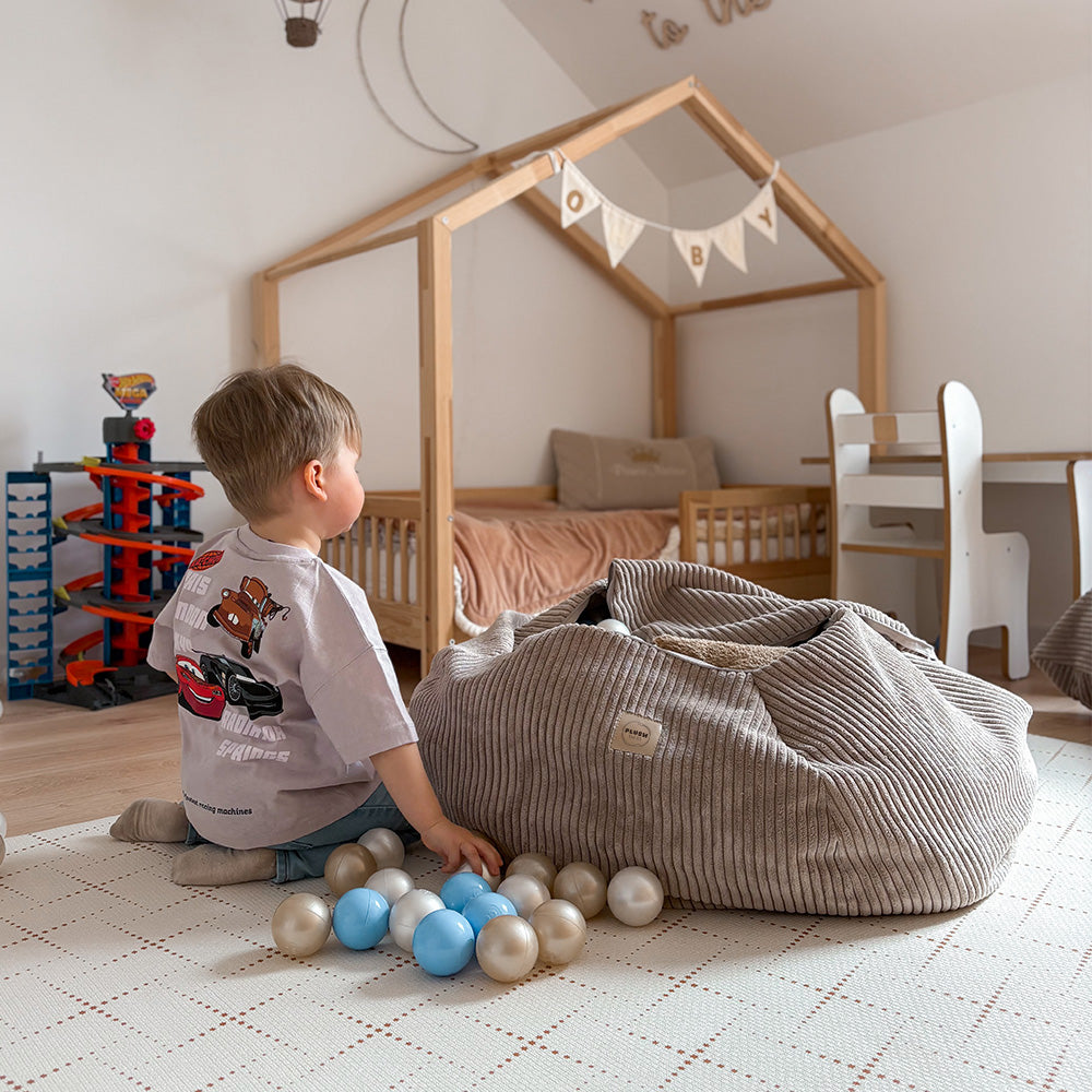 PLUSH NEST säilytyspussi leluille / rahi, vaaleanpunainen sametti - 82x82cm