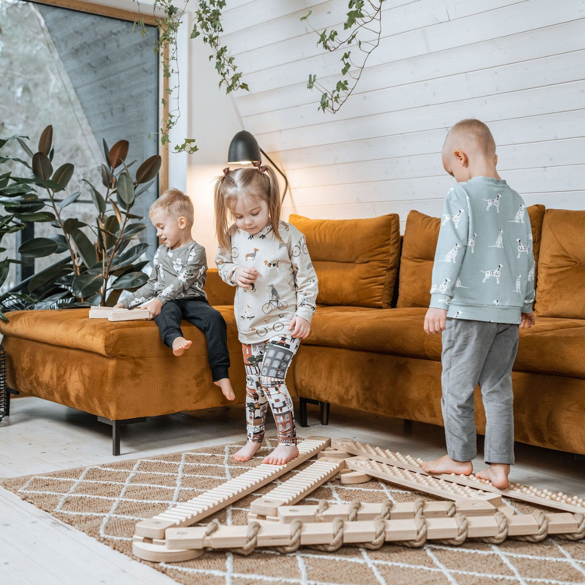 TipiToo® isot tasapainopalkit lasten leikkeihin, 3 kpl setti - Jute Rope